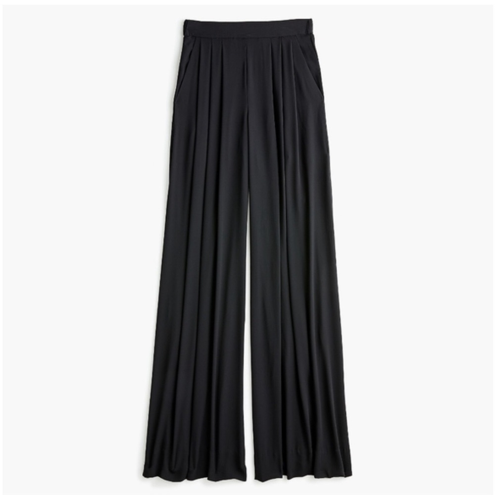 NWT J.Crew Collection BLACK Pull On Wide Leg Pants Size 14